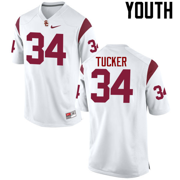 Youth #34 Olajuwon Tucker USC Trojans College Football Jerseys-White - Click Image to Close